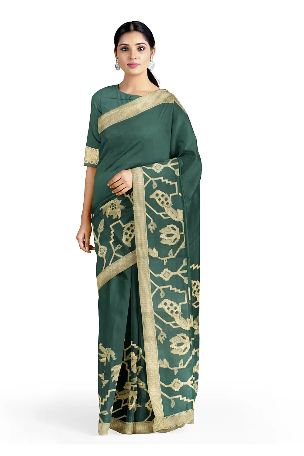 Bottle Green Soft Silk Saree