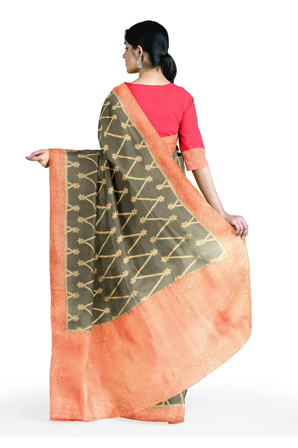 Katha Green Soft Silk Saree