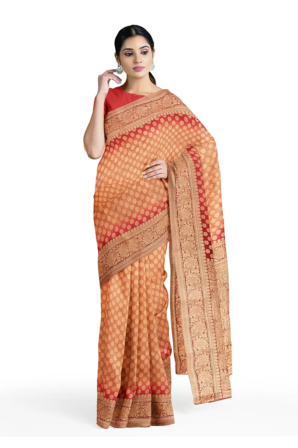 Peach Colour Soft Silk Saree