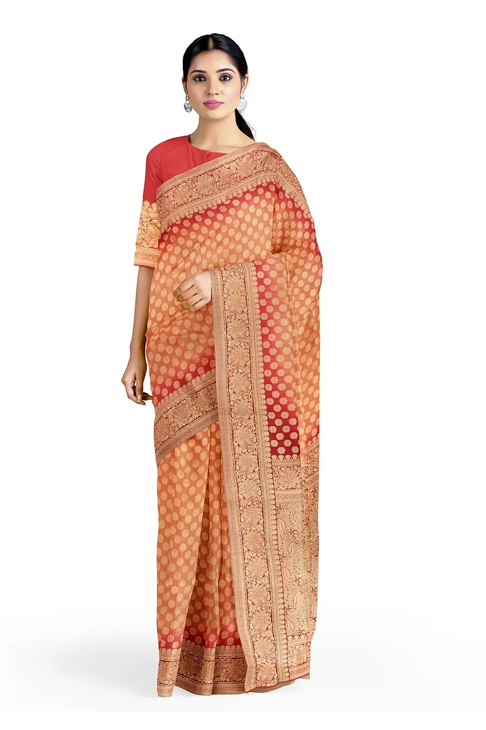 Peach Colour Soft Silk Saree