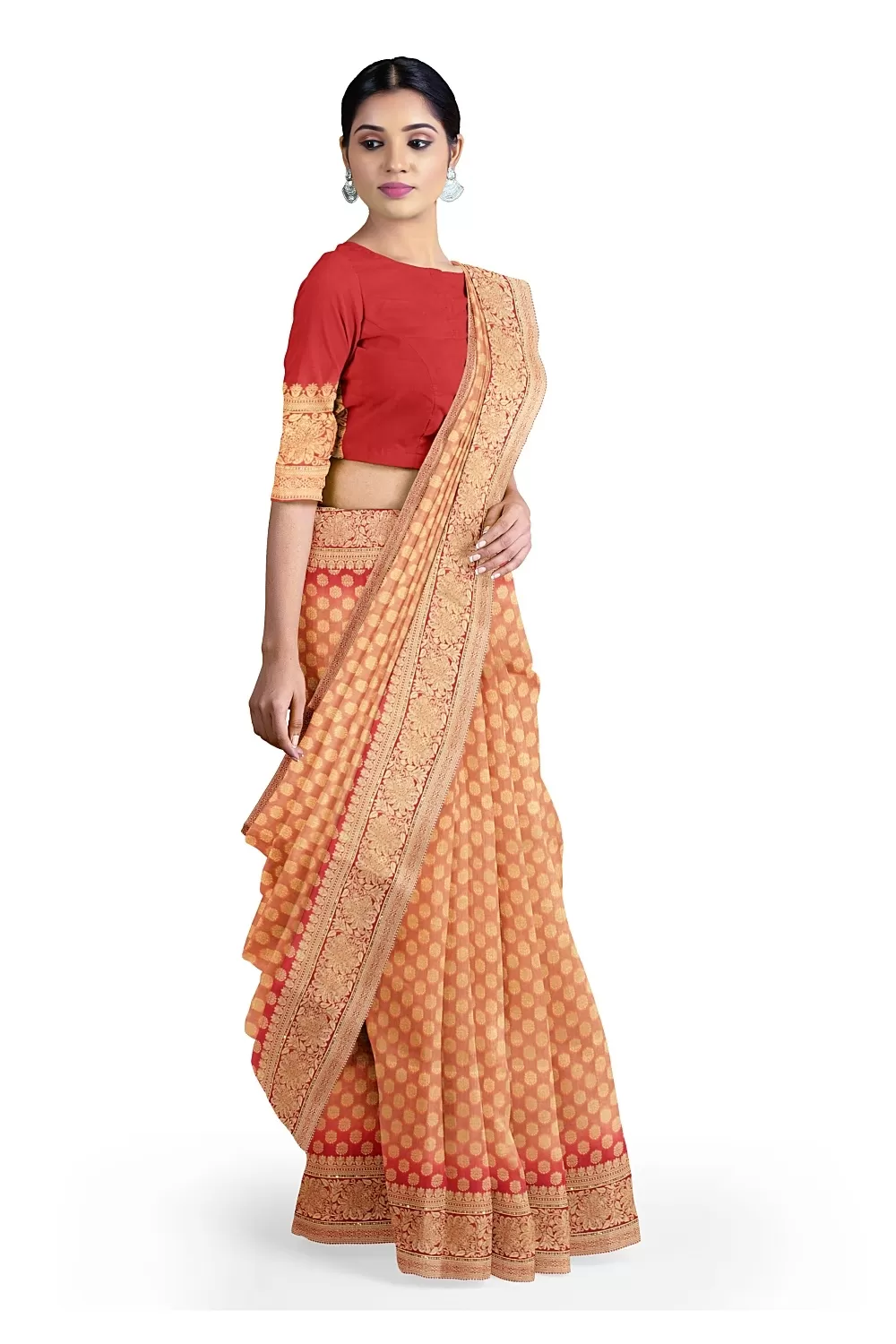 Peach Colour Soft Silk Saree