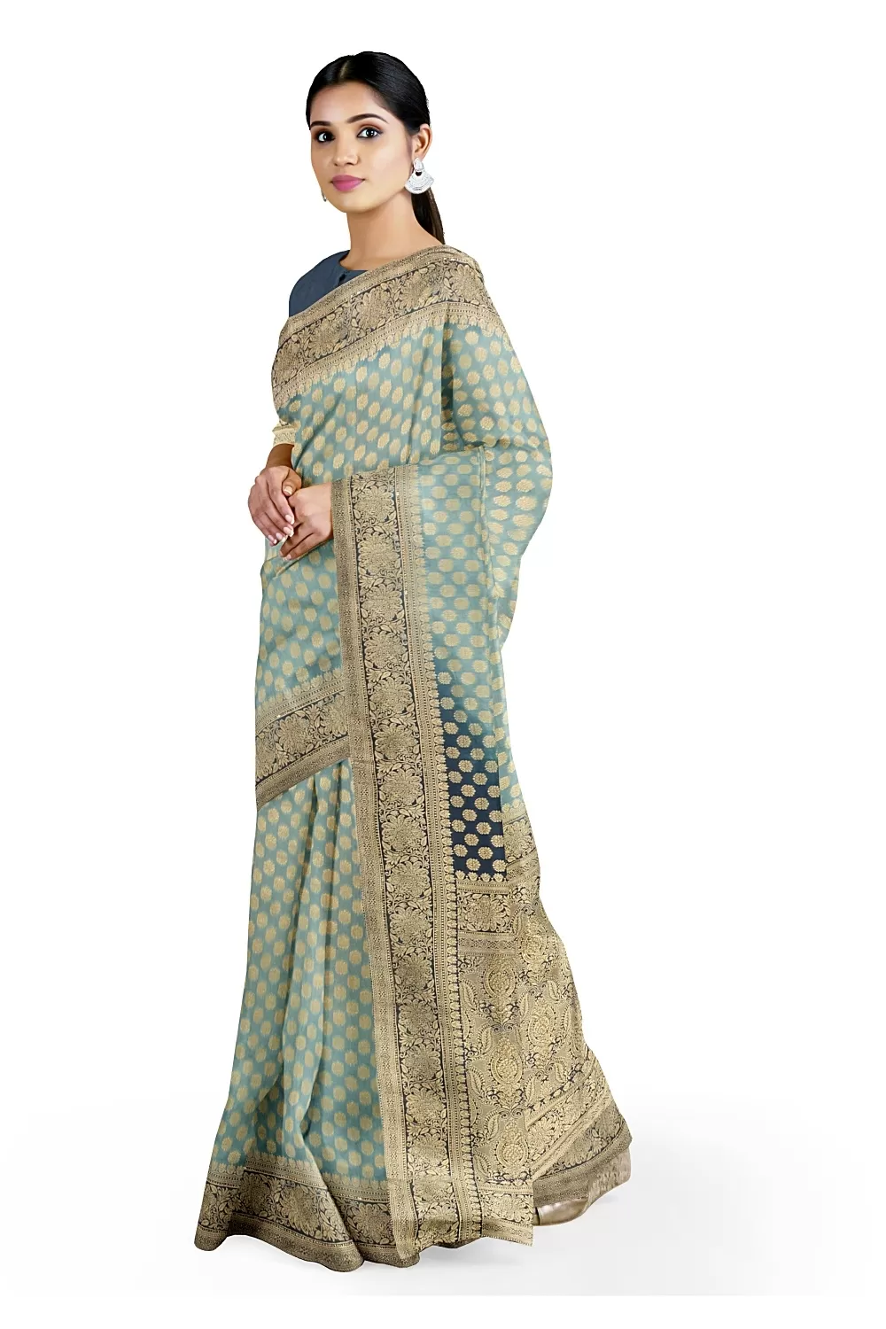 Sea Green Colour Soft Silk Saree