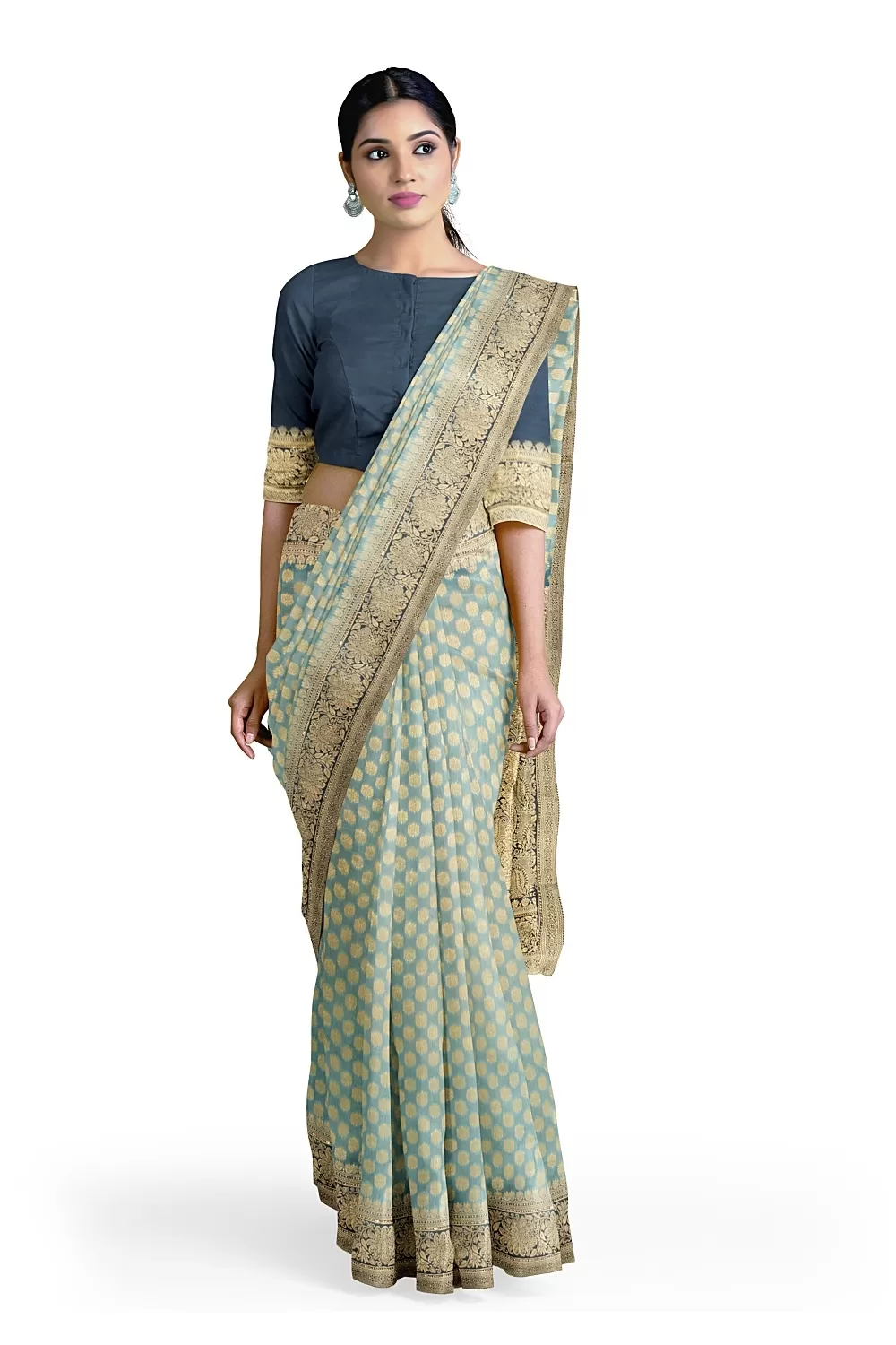 Sea Green Colour Soft Silk Saree